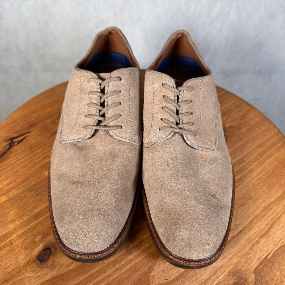 Vince Camuto Derby Shoes Mens 11 Tan Suede Good Lace Up Business Casual Classic